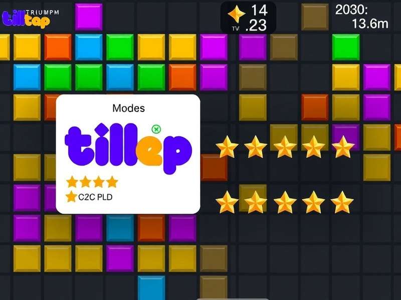Tile Tap Triumph gameplay screenshot showing colorful tiles